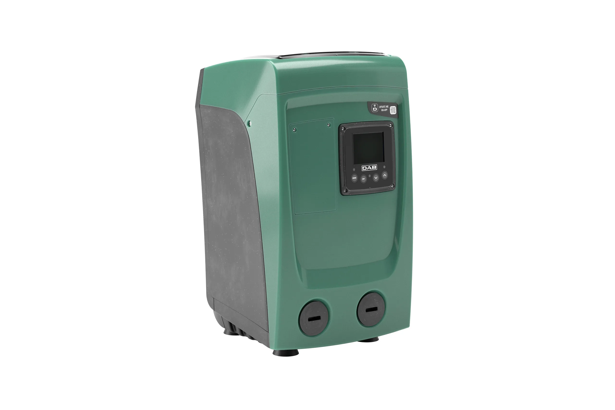 dab-pumps-esybox-mini-L251209 Side view of DAB E.sybox Mini showing compact design with integrated controls and space-saving footprint